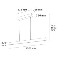 LED Pendelleuchte RUNDLING mit Rollizug, 1.2m, 35W, Eiche geölt, Baldachin nickel, 3000K, dimmbar