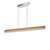 LED Pendelleuchte RUNDLING mit Rollizug, 1.6m, 45W, Eiche geölt, Baldachin nickel, 3000K, dimmbar
