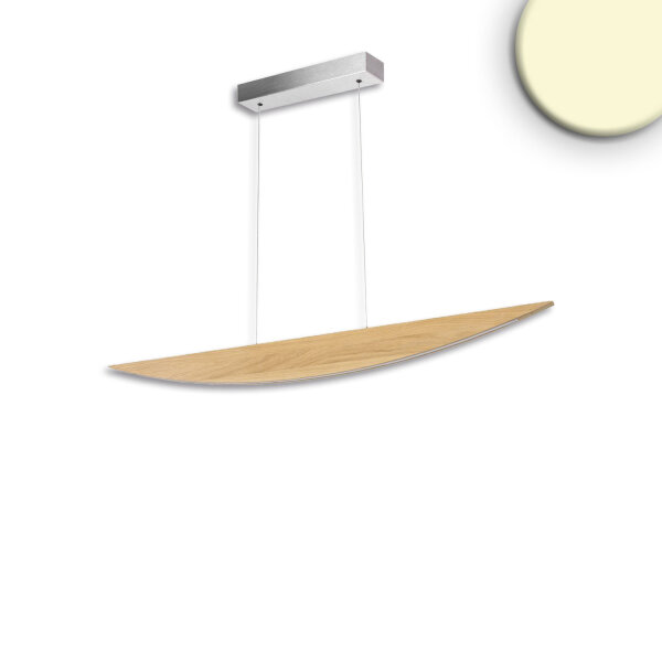LED Pendelleuchte FÖHNIG mit Rollizug, 1.17m, 14W, Eiche geölt, Baldachin nickel, 3000K, dimmbar