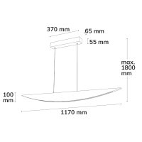 LED Pendelleuchte FÖHNIG mit Rollizug, 1.17m, 14W, Eiche geölt, Baldachin schwarz, 3000K, dimmbar