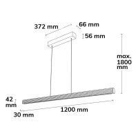 LED Pendelleuchte RIFFL mit Rollizug, 1.2m, 28W, Eiche geölt, Baldachin schwarz, 3000K, dimmbar