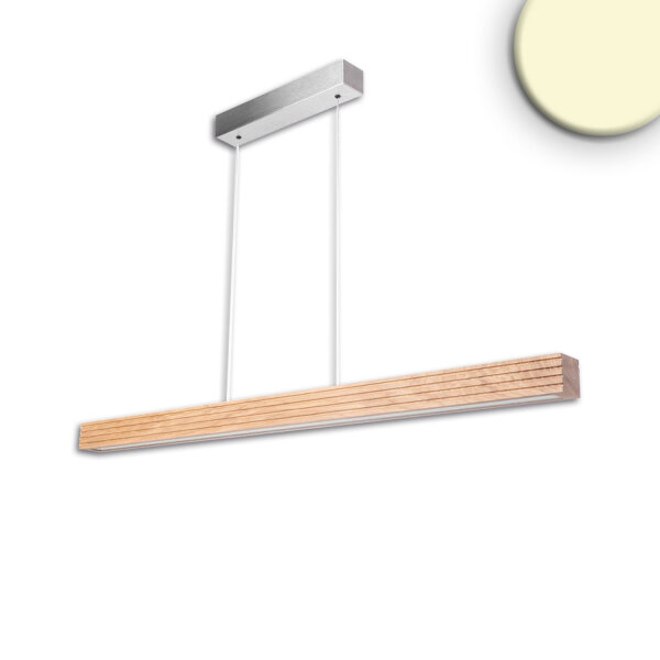 LED Pendelleuchte RIFFL Up&Down, mit Rollizug, 1.2m, 47W, Eiche geölt, nickel, 3000K, dimmbar