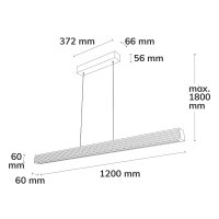 LED Pendelleuchte RIFFL Up&Down, mit Rollizug, 1.2m, 47W, Eiche geölt, nickel, 3000K, dimmbar