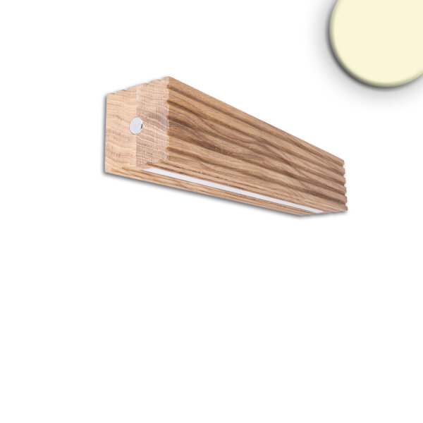 LED Wandleuchte RIFFL Up&Down, 38cm, 12W, Eiche geölt, nickel, 3000K, Touch-dimmbar