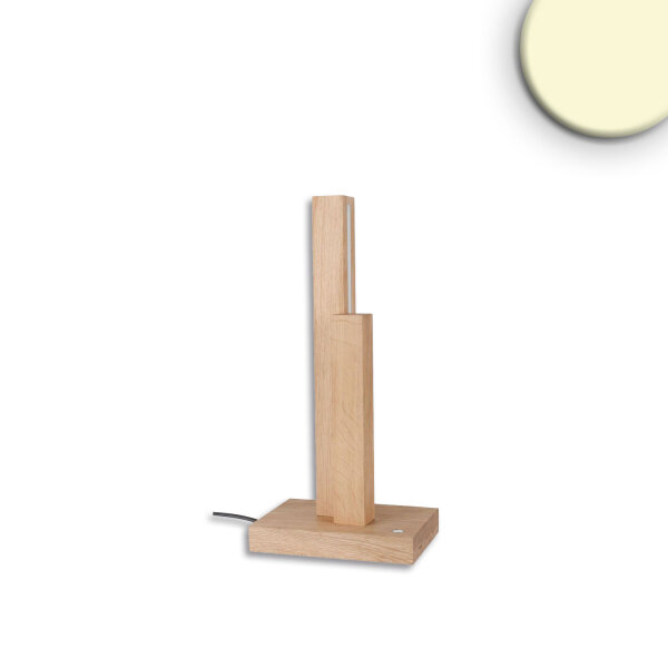 LED Tischleuchte SONNECK, 45cm, 10W, Eiche geölt, Holz-Standfuß, 3000K, Touch-dimmbar