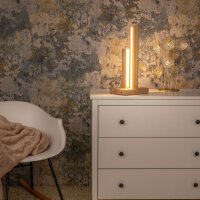 LED Tischleuchte SONNECK, 45cm, 10W, Eiche geölt, Holz-Standfuß, 3000K, Touch-dimmbar