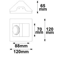 Gips-Einbaustrahler GU5.3, quadratisch, rückversetzt, asymmetrisch, weiß