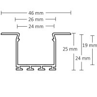 LED Einbauprofil WING20 Flansch gerade, eloxiert L: 200cm