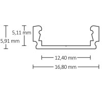 LED Aufbauprofil SURF12 FLAT Aluminium eloxiert, 200cm