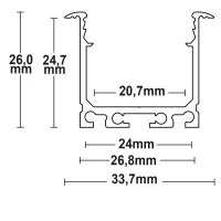 LED Einbauprofil DIVE24 Aluminium eloxiert, 200cm