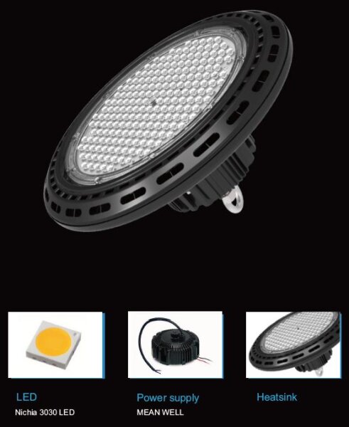 LED Spot Pendelleuchte UFO 236W für Industrie/Lagerhallen cw 90° DIM