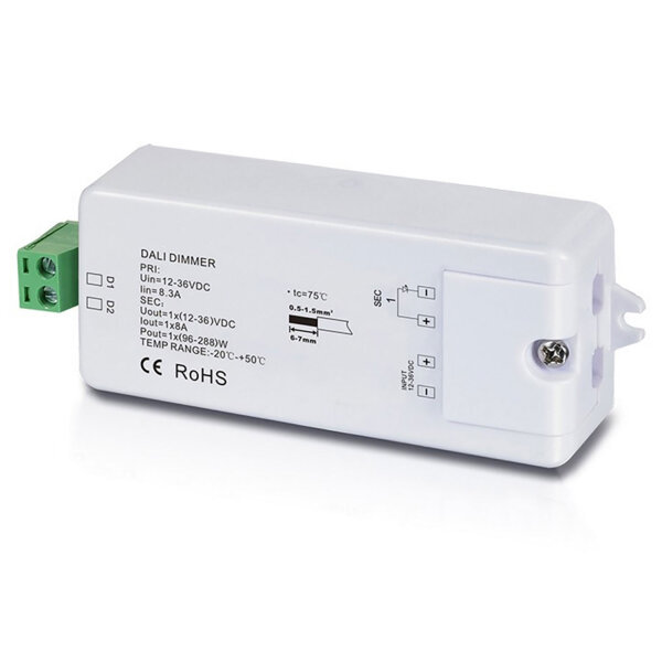 DALI 1 Adresse PWM-Dimmer 12-36V, 1 Kanal, 12-36V 8A, 48V 4A