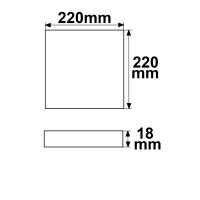 Deckenlampe Slim eckig, 220x220mm, weiß, 18W, Trafo integriert, warmweiß