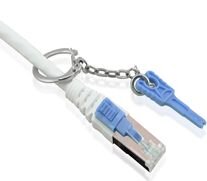 Patchkabel RJ45, CAT6A 500Mhz, 0.5m, grau, S-STP(S/FTP), mit Schloss, AWG26