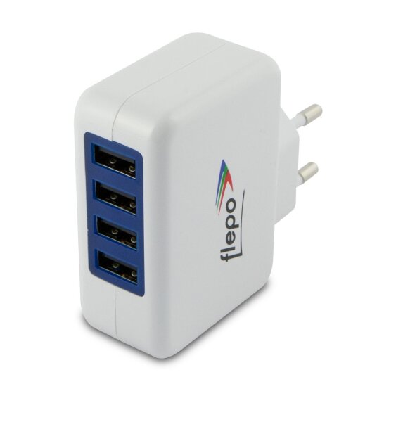 FLEPO Reise-Netzteil USB 4-fach 100V-240V - 4A