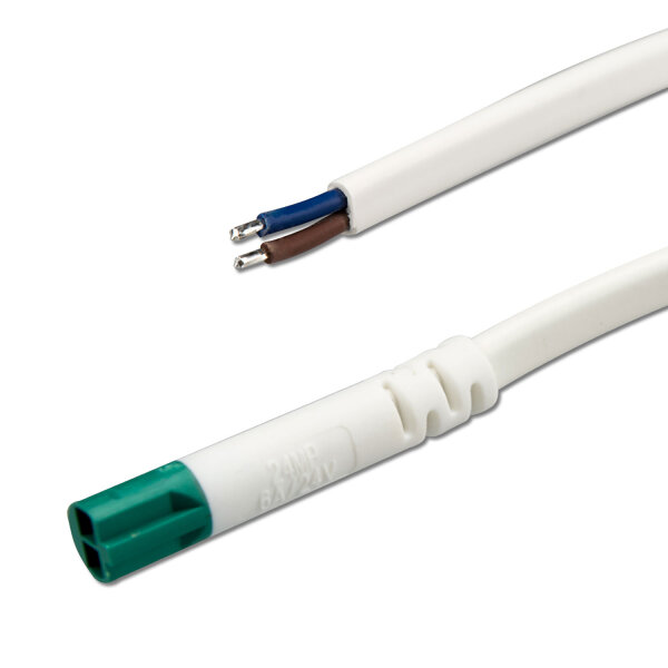 Mini-Plug Anschlusskabel male, 1m, 2x0,75, IP54, weiß-grün, max. 48V/6A