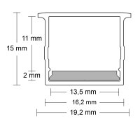 Abdeckung COVER21 opal/satiniert IP54 200cm für Profil SURF16