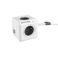 ALLOCACOC PowerCube Extended USB - 1,5m - weiss/grau